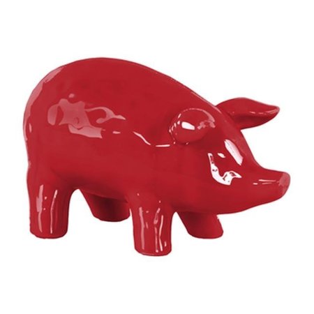 URBAN TRENDS COLLECTION Urban Trends Collection 43083 4.75 x 6 x 10 in. Ceramic Standing Pig Figurine; Gloss Finish - Red; Large 43083